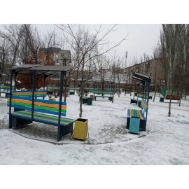 Лавка з сонячними панелями зі спинкою та дахом «Сонячна Эко-СмартБенч» 1800мм