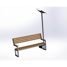 Лавка зі спинкою «EcoCharge Classic» із сонячними панелями для зарядки гаджетів 1800мм