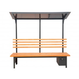 Лавка з сонячними панелями зі спинкою та дахом «Сонячна Эко-СмартБенч» 1800мм