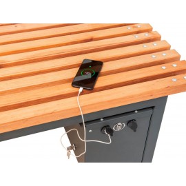 Лавка з сонячними панелями зі спинкою та дахом «Сонячна Эко-СмартБенч» 1800мм